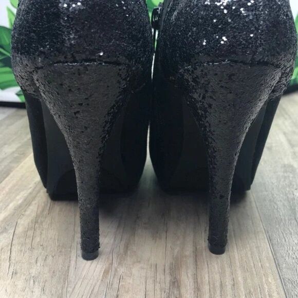 Rampage Harvey Glitter Black Ankle Heel Booties Boots NEW - Picture 12 of 16
